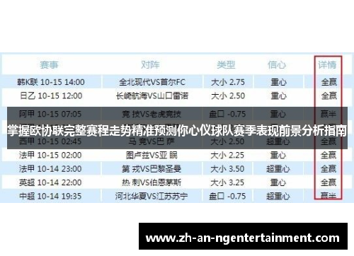 掌握欧协联完整赛程走势精准预测你心仪球队赛季表现前景分析指南